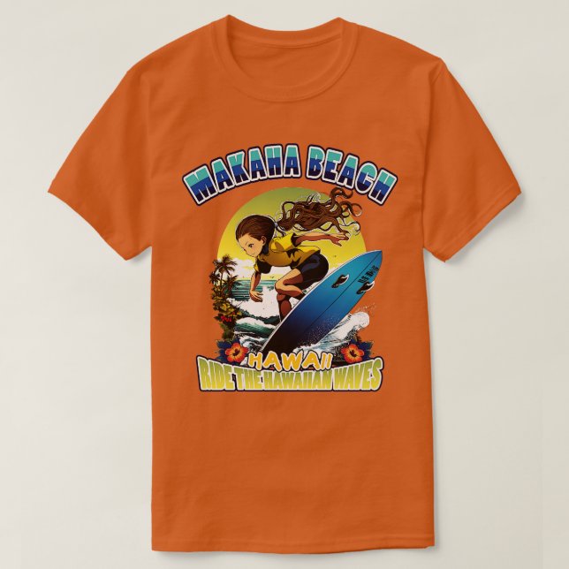 Camiseta Hawaii makaha Beach surfing 80802 TShirt (Frente do Design)