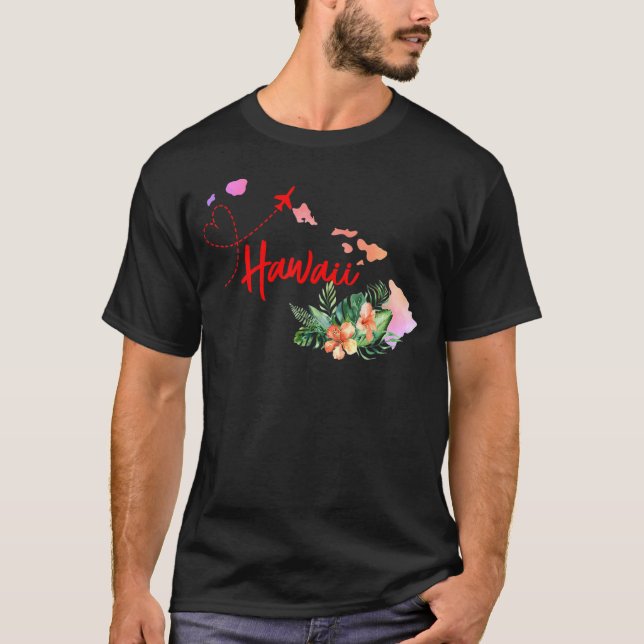 Camiseta Hawaii Map Correspondente à Viagem de Famílias de  (Frente)