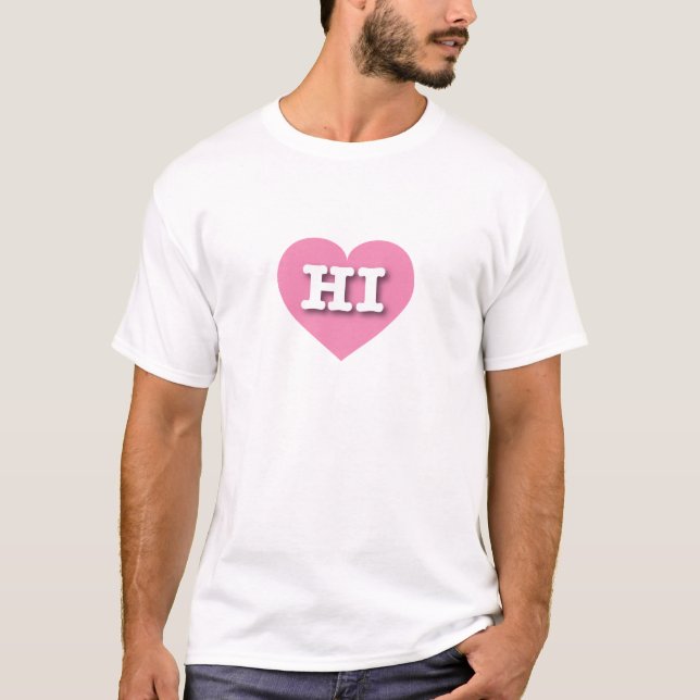 Camiseta Hawaii Pink Heart - Eu amo HI (Frente)