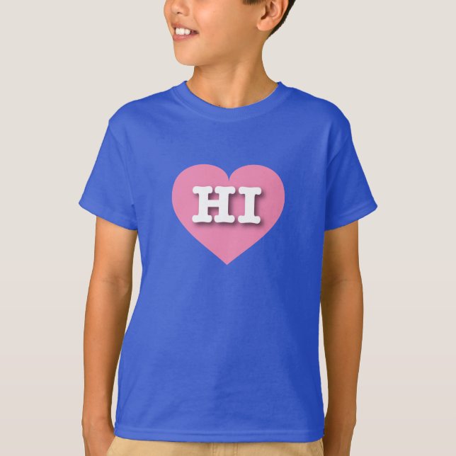 Camiseta Hawaii Pink Heart - Eu amo HI (Frente)