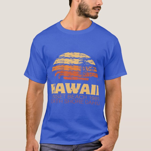 Camiseta Hawaii Sunset Beach 1985 (Frente)