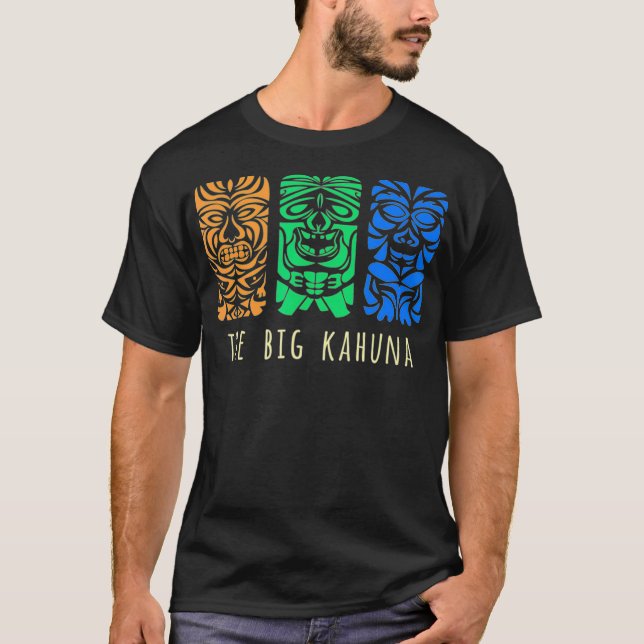 Camiseta Hawaii Tiki Polynésia Grande Kahuna Surfer Retro H (Frente)