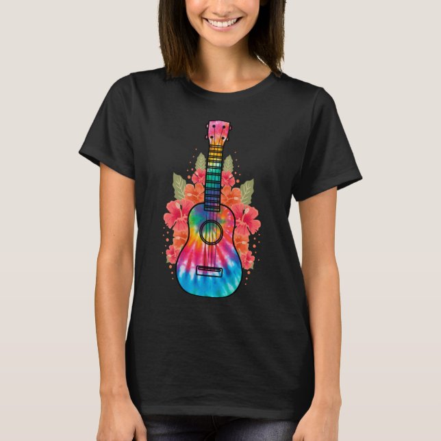 Camiseta Hawaii Uke Flower Ukulele Guitar (Frente)