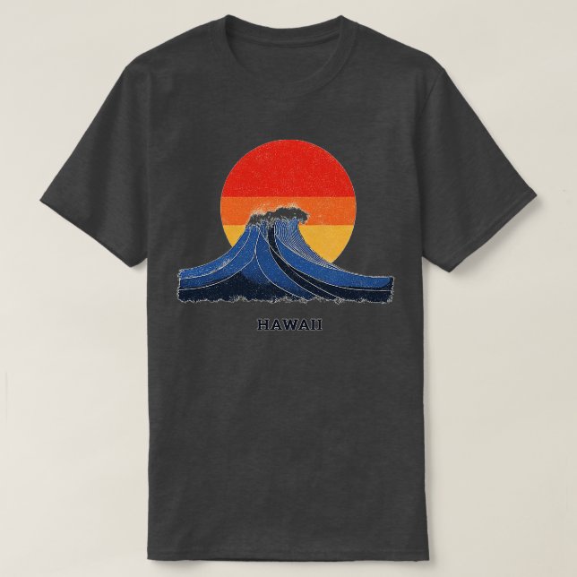 Camiseta Hawaii Wave e Sunset Graphic TSirt (Frente do Design)