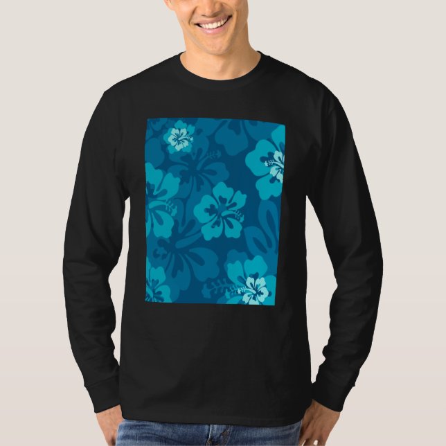 Camiseta Hawaiian Blue Hibiscus Flower Tropical Floral (Frente)