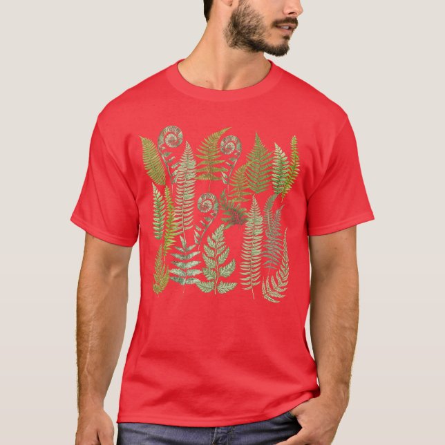 Camiseta Hawaiian Botanical Fern Leaf Green Plants Botany E (Frente)