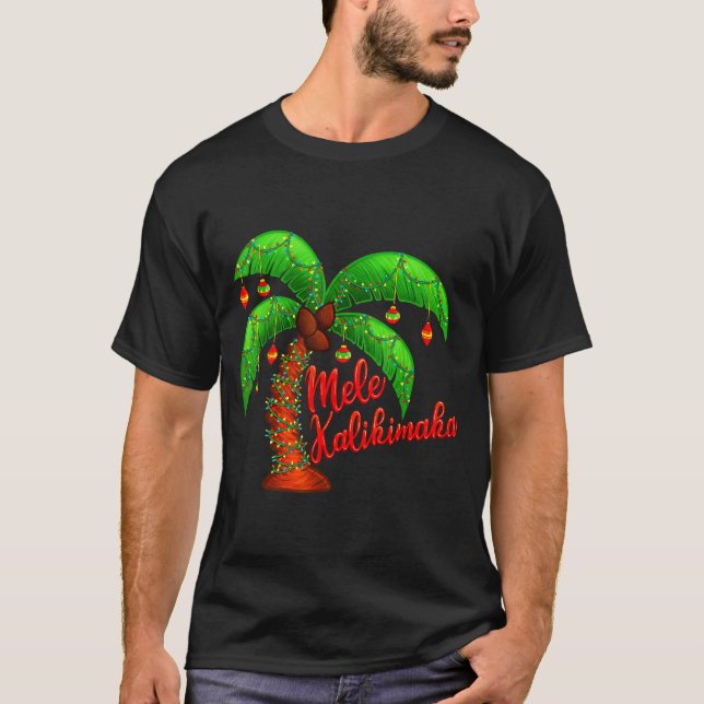 Camiseta Hawaiian Christmas Mele Kalikimaka Coconut Tree  (Frente)