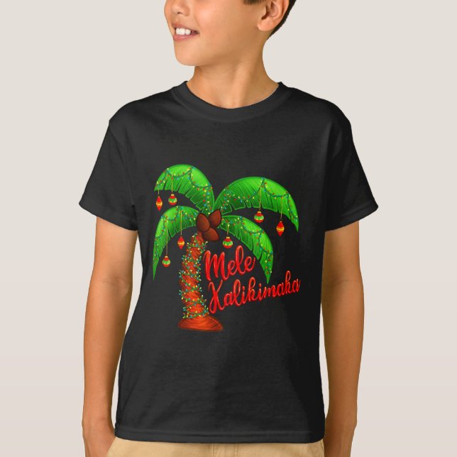 Camiseta Hawaiian Christmas Mele Kalikimaka Coconut Tree  (Frente)