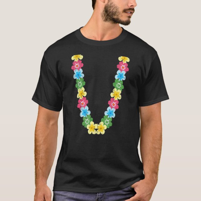 Camiseta Hawaiian Flower Chain Summer Vibes Colorful Lei (Frente)