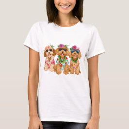 Camiseta Hawaiian Goldendoodle Dogs Flower Lei