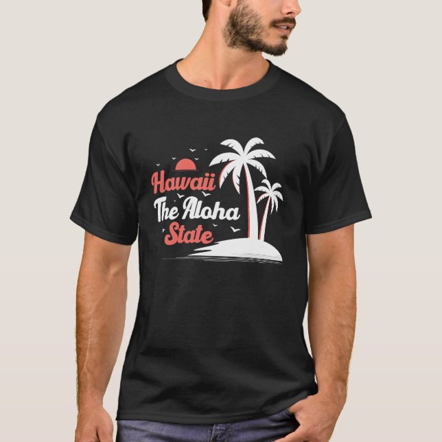 Camiseta Hawaiian Hawaii The Aloha State Pineapple Tiki (Frente)