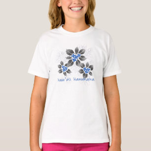 Camiseta Hawaiian Holly Hanukkah Blue Floral