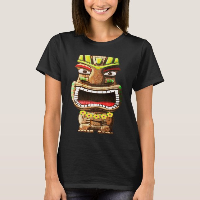 Camiseta Hawaiian Polynesian Tiki Statue (Frente)