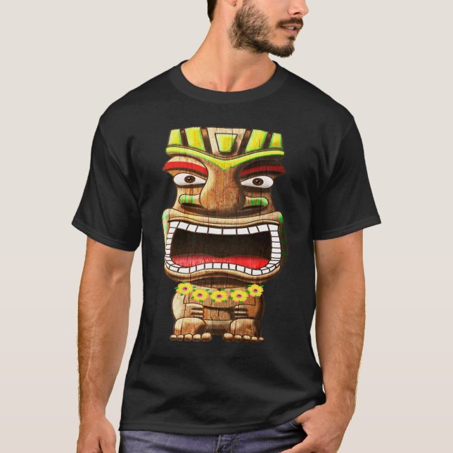 Camiseta Hawaiian Polynesian Tiki Statue (Frente)