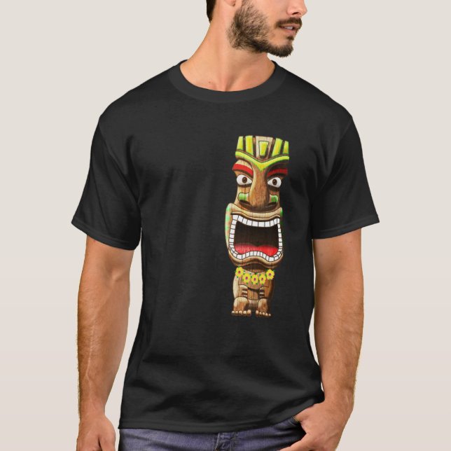 Camiseta Hawaiian Polynesian Tiki Statue (Frente)