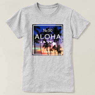 Camiseta Hawaiian Sunset Vibes com Palm Trees Brilha