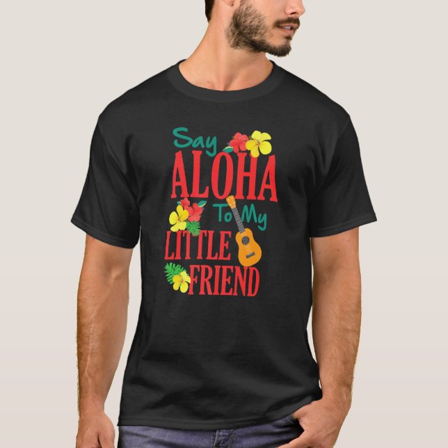 Camiseta Hawaiian Ukulele Uke Diz Aloha Para Meu Pequeno Am (Frente)