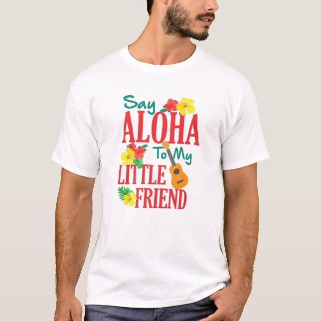 Camiseta Hawaiian Ukulele Uke Diz Aloha Para Meu Pequeno Am (Frente)