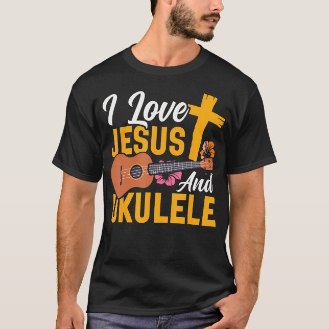 Camiseta Hawaiian Ukulele Uke Jesus Faith Christian I Love  (Frente)