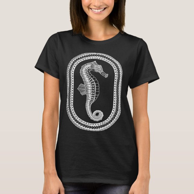 Camiseta Hawaiian White Tribal Seahorse Beach (Frente)