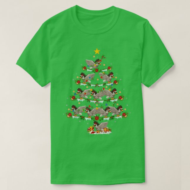Camiseta Hawk Bird Xmas Luzes Árvore de Natal do Hawk (Frente do Design)
