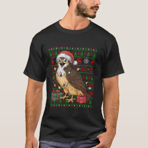 Camiseta Hawk Bird Xmas Luzes Feias Santa Hat Hawk Christma