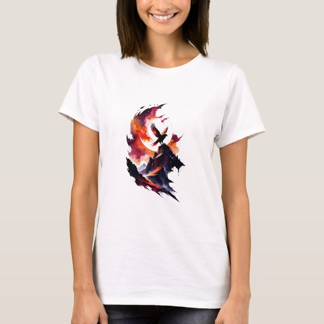 Camiseta Hawk em Abstrato Watercolor Landscape (Frente)