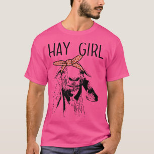Camiseta Hay Girl Engraçado Goat Vestindo Bandanna