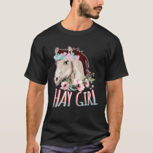 Camiseta Hay Girl Horse & Flowers Horseback Riding Floral H