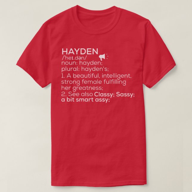 Camiseta Hayden Nome Hayden Definição Hayden Nome feminino  (Frente do Design)