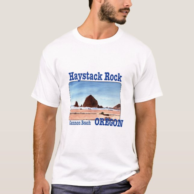 Camiseta Haystack Rock, Cannon Beach, Oregon (Frente)