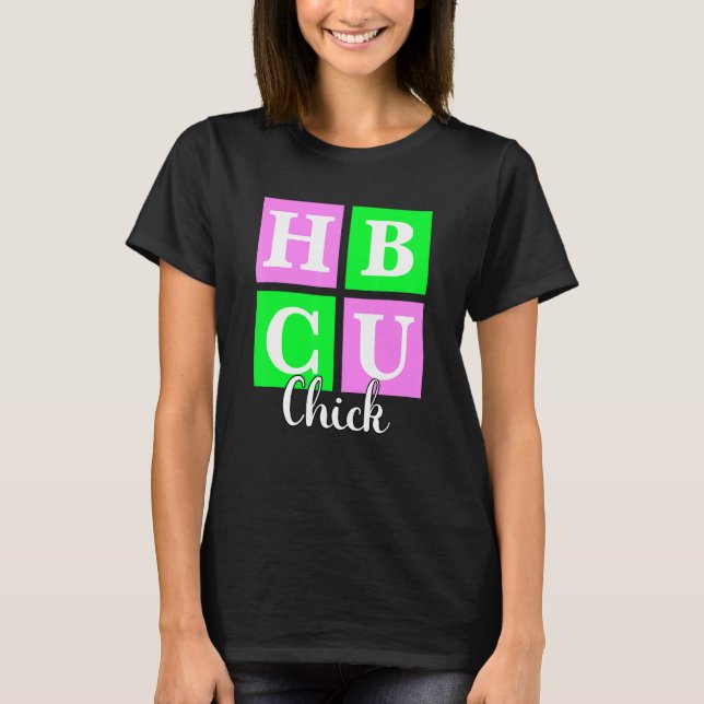 Camiseta HBCU Chick Pink and Green Blocks Love (Frente)