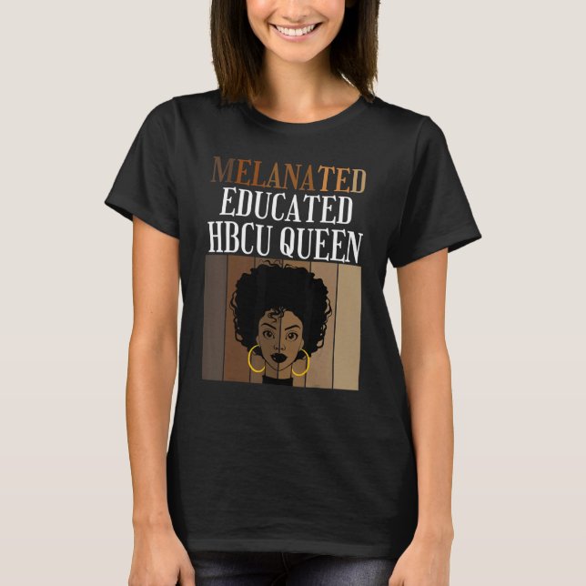 Camiseta Hbcu educado Melanizado Rainha Negra Africana Amer (Frente)