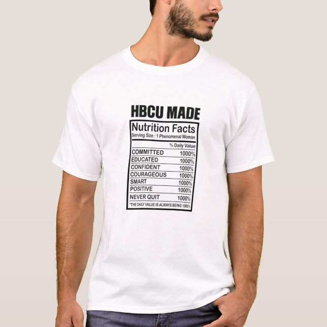 Camiseta HBCU Produziu Fatos Nutricionais Educados (Frente)