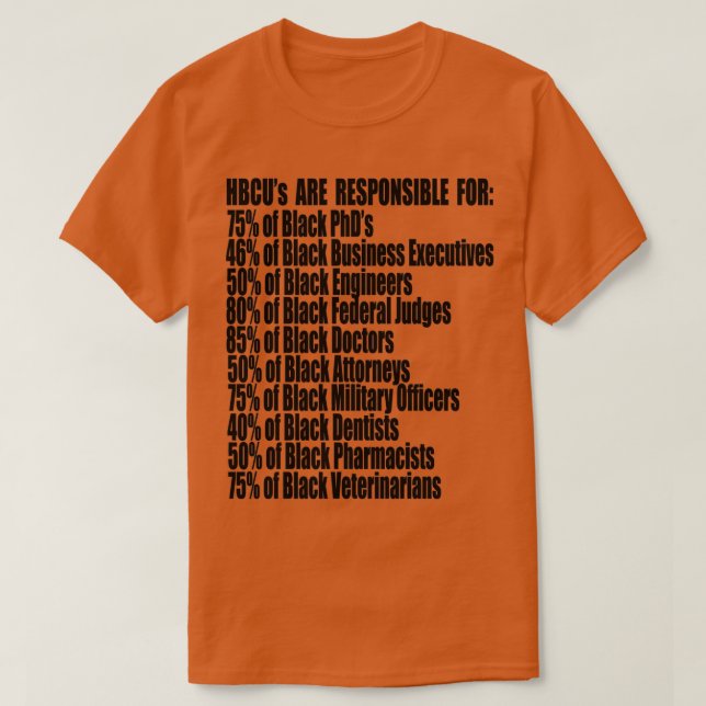 Camiseta HBCUs São Responsáveis pelas Estatísticas de Alum  (Frente do Design)