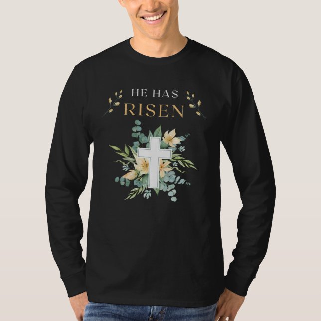Camiseta He Has Risen 3 day Jesus Christ Happy Easter Chris (Frente)