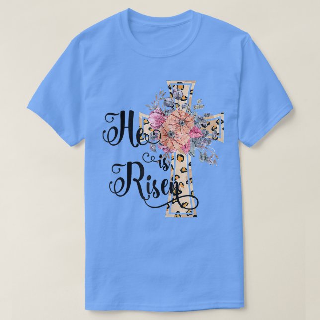 Camiseta He Is Risen Cute Jesus Christian Teen Girls Mom Ea (Frente do Design)