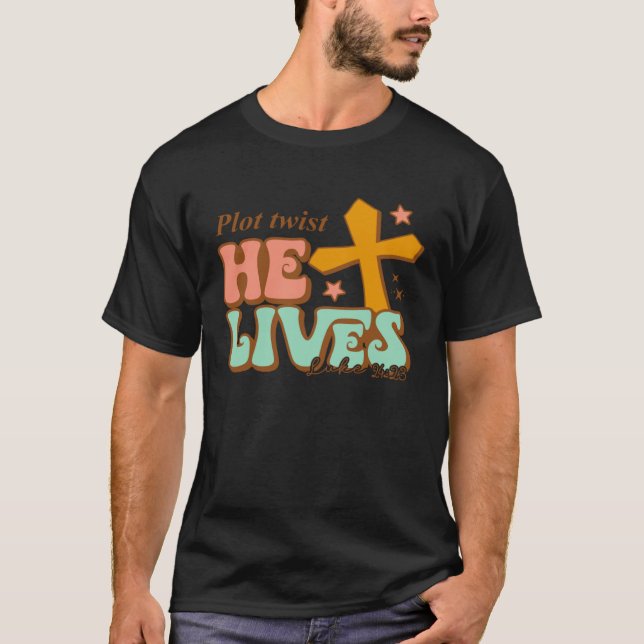 Camiseta He Lives Cross Happy Easter Day 2023 Christian Jes (Frente)
