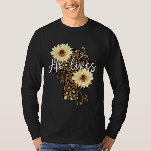 Camiseta He Lives Happy Easter Day Jesus Cross Religious Ch (Frente)