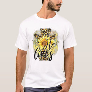 Camiseta He Lives Sunflowers Faith Jesus