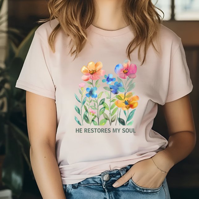 Camiseta He restores my soul (Criador carregado)