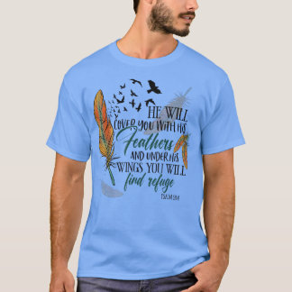 Camiseta He Will Cover You With His Feathers Retro Christia