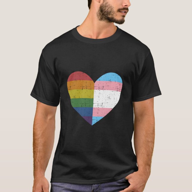 Camiseta He With Rainbow And Transgender Flag For Pride Mon (Frente)