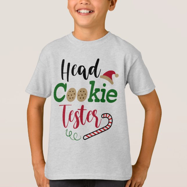 Camiseta Head Cookie Tester Funny Toddler Natal (Frente)