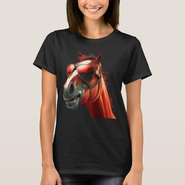 Camiseta Head Horses  Humorous Sunglasses  1 (Frente)