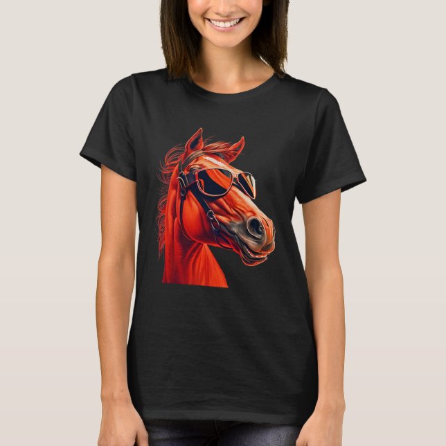Camiseta Head Horses  Humorous Sunglasses  2 (Frente)
