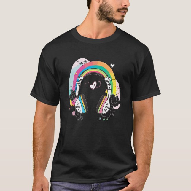 Camiseta Headphones Dj Music  EDM Festival (Frente)