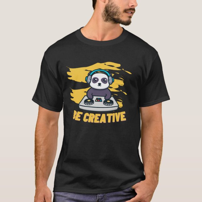 Camiseta Headphones Dj Panda Man Woman Funny Dj Idea (Frente)
