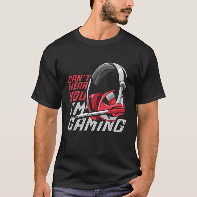 Camiseta Headset Jogador | Videogame | Não consigo ouvi-lo (Frente)