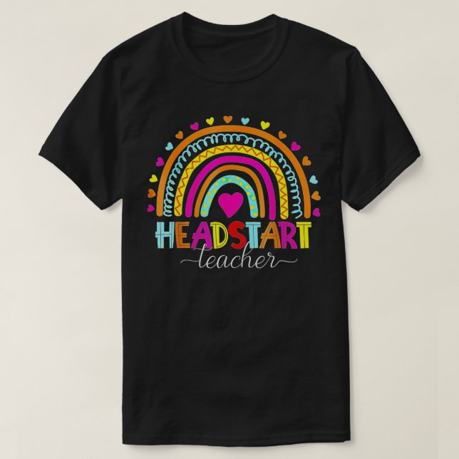 Camiseta Headstart Teacher Squad Rainbow Cute Teacher Back  (Frente do Design)